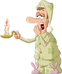 Cartoon of a man holding a candle in his Fayetteville apartment.