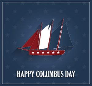 Celebrate Columbus Day with a stunning sailboat on a serene blue background. Apartments in Fayetteville For Rent.