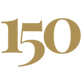 A gold logo with the word 150 on it, representing luxury apartments in Fayetteville.